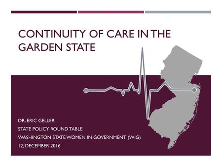 Continuity of Care in the Garden State