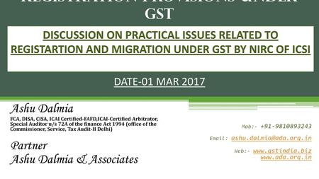 REGISTRATION PROVISIONS UNDER GST