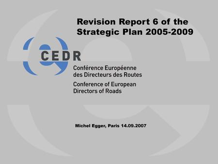 Revision Report 6 of the Strategic Plan