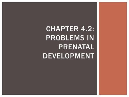 Chapter 4.2: Problems in Prenatal Development