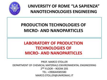 PRODUCTION TECHNOLOGIES OF MICRO- AND NANOPARTICLES