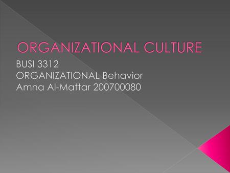 ORGANIZATIONAL CULTURE