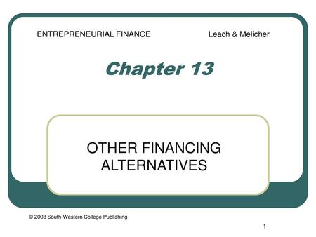 OTHER FINANCING ALTERNATIVES