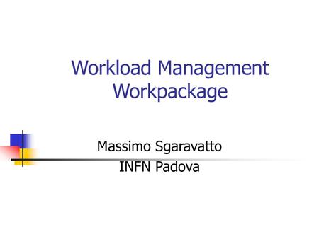 Workload Management Workpackage