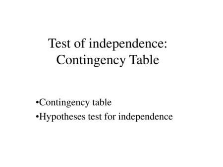 Test of independence: Contingency Table