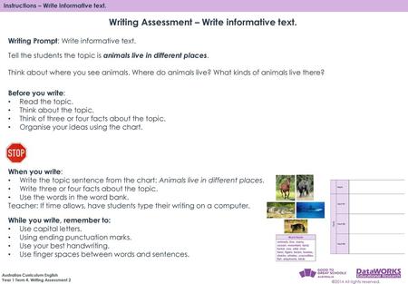 Writing Assessment – Write informative text.