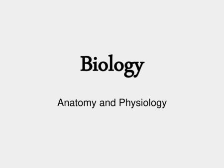 Anatomy and Physiology