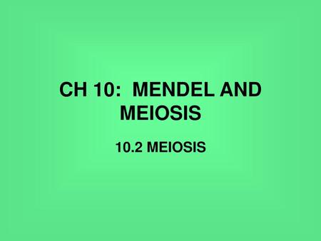 CH 10: MENDEL AND MEIOSIS 10.2 MEIOSIS.