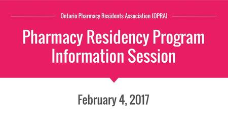 Pharmacy Residency Program Information Session