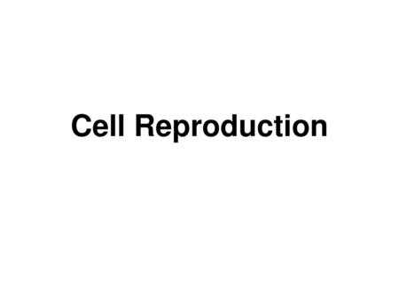 Cell Reproduction.