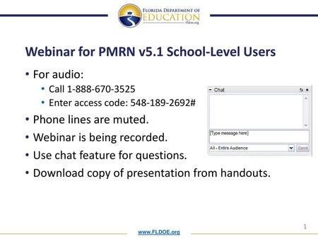 Webinar for PMRN v5.1 School-Level Users