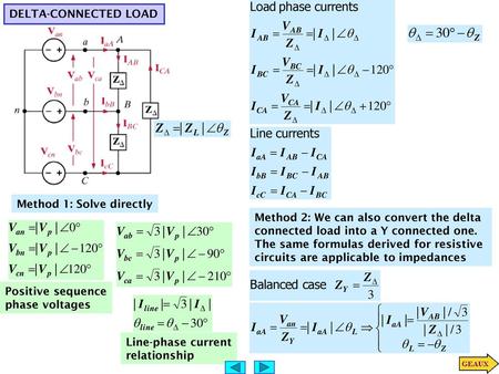 DELTA-CONNECTED LOAD Method 1: Solve directly