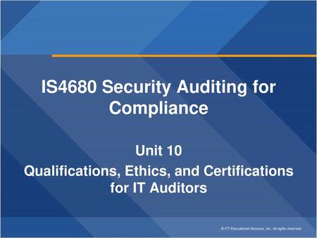 IS4680 Security Auditing for Compliance