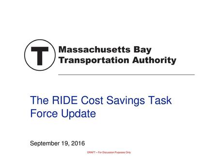 The RIDE Cost Savings Task Force Update