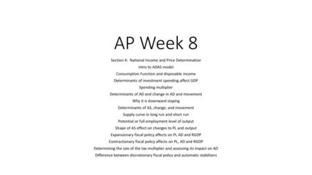 AP Week 8 Section 4: National Income and Price Determination