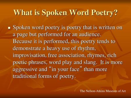 What is Spoken Word Poetry?