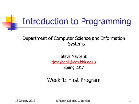 Introduction to Programming