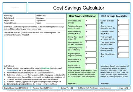 Hour Savings Calculator Cost Savings Calculator