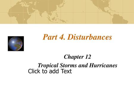 Chapter 12 Tropical Storms and Hurricanes