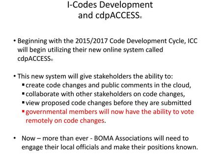 I-Codes Development and cdpACCESS©