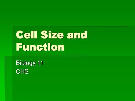 Cell Size and Function Biology 11 CHS.