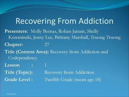 Recovering From Addiction