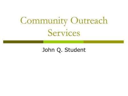 Community Outreach Services