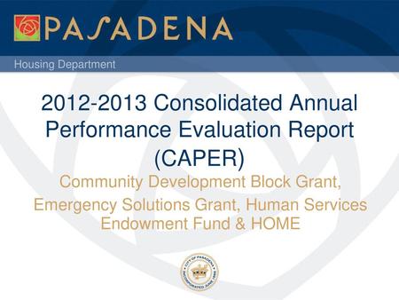 Consolidated Annual Performance Evaluation Report (CAPER)