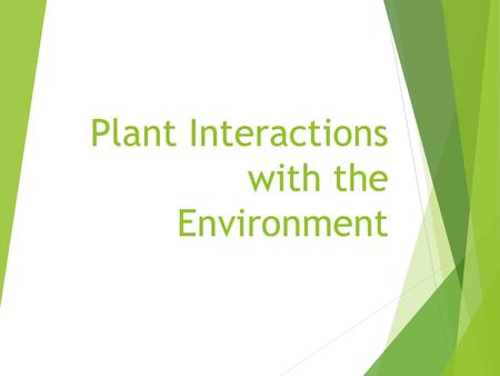 Plant Interactions with the Environment