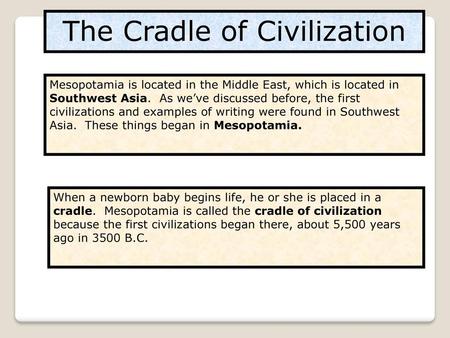 The Cradle of Civilization