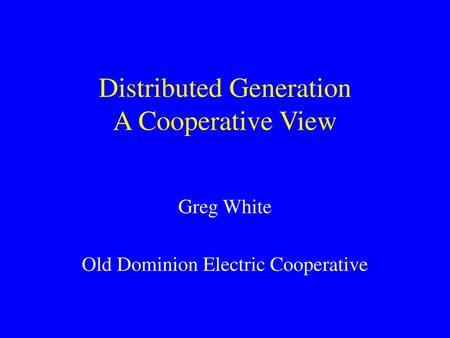 Distributed Generation A Cooperative View