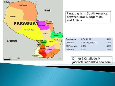 Paraguay is in South America, between Brazil, Argentina and Bolivia