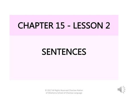 CHAPTER 15 - LESSON 2 SENTENCES