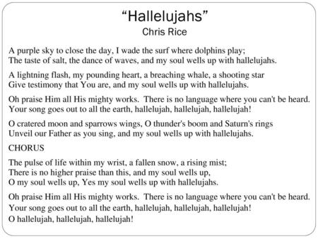 “Hallelujahs” Chris Rice