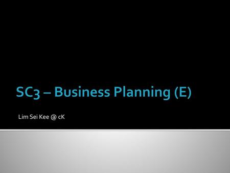 SC3 – Business Planning (E)