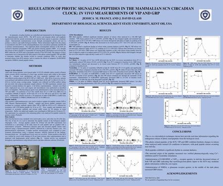 REGULATION OF PHOTIC SIGNALING PEPTIDES IN THE MAMMALIAN SCN CIRCADIAN CLOCK: IN VIVO MEASUREMENTS OF VIP AND GRP JESSICA M. FRANCL AND J. DAVID GLASS.