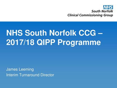 NHS South Norfolk CCG – 2017/18 QIPP Programme