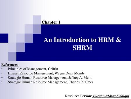 An Introduction to HRM & SHRM