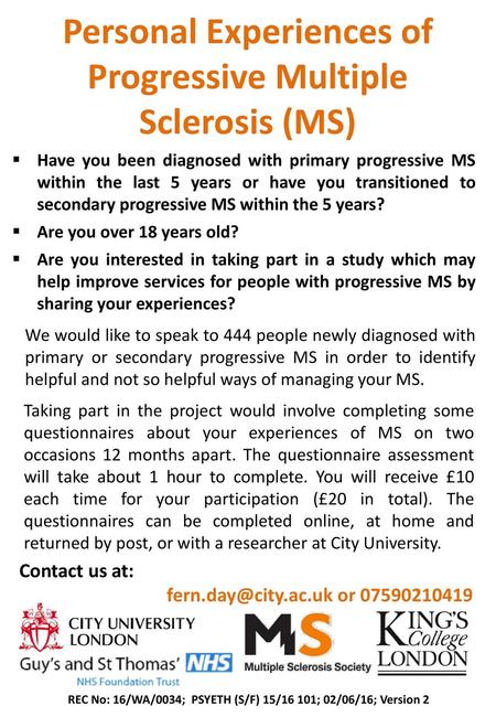 Personal Experiences of Progressive Multiple Sclerosis (MS)