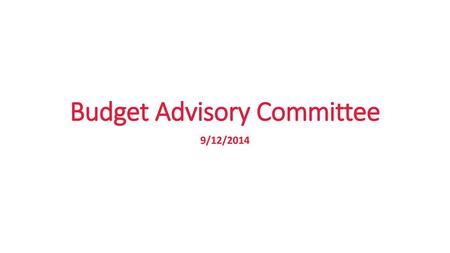 Budget Advisory Committee