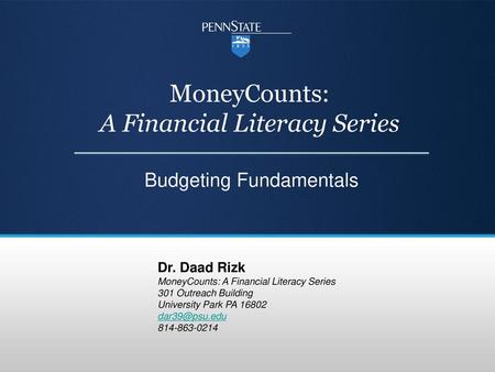 MoneyCounts: A Financial Literacy Series