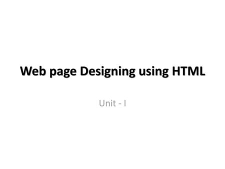 Web page Designing using HTML