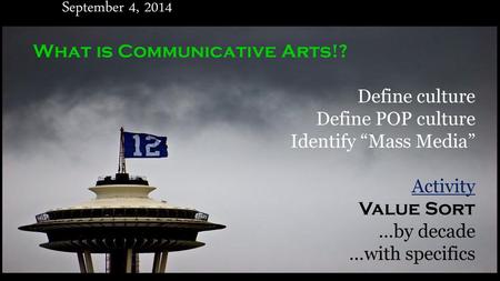 September 4, 2014 What is Communicative Arts!? Define culture