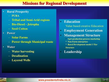 Missions for Regional Development