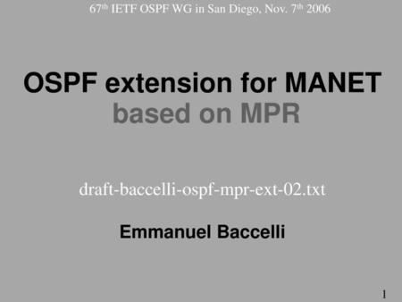 OSPF extension for MANET based on MPR