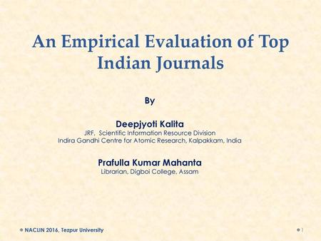 An Empirical Evaluation of Top Indian Journals