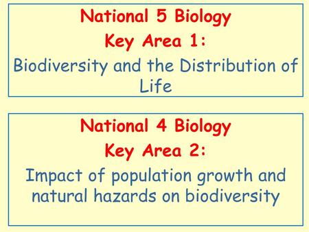 National 5 Biology Key Area 1: National 4 Biology Key Area 2: