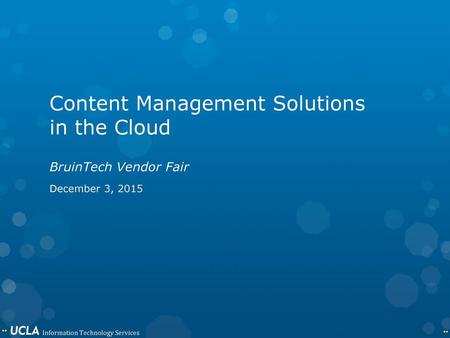 Content Management Solutions in the Cloud