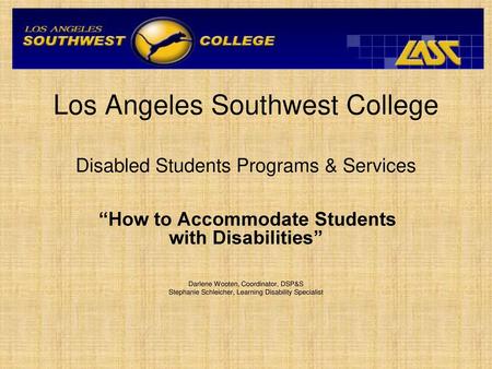 Los Angeles Southwest College Disabled Students Programs & Services