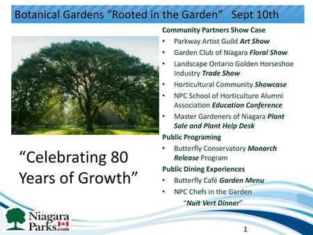 Botanical Gardens “Rooted in the Garden” Sept 10th